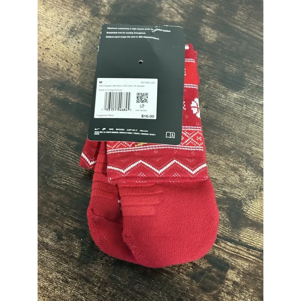 New Nike Elite Dri-Fit Christmas Basketball Socks Red 5Y-7Y Women 6-10 Men 6-8